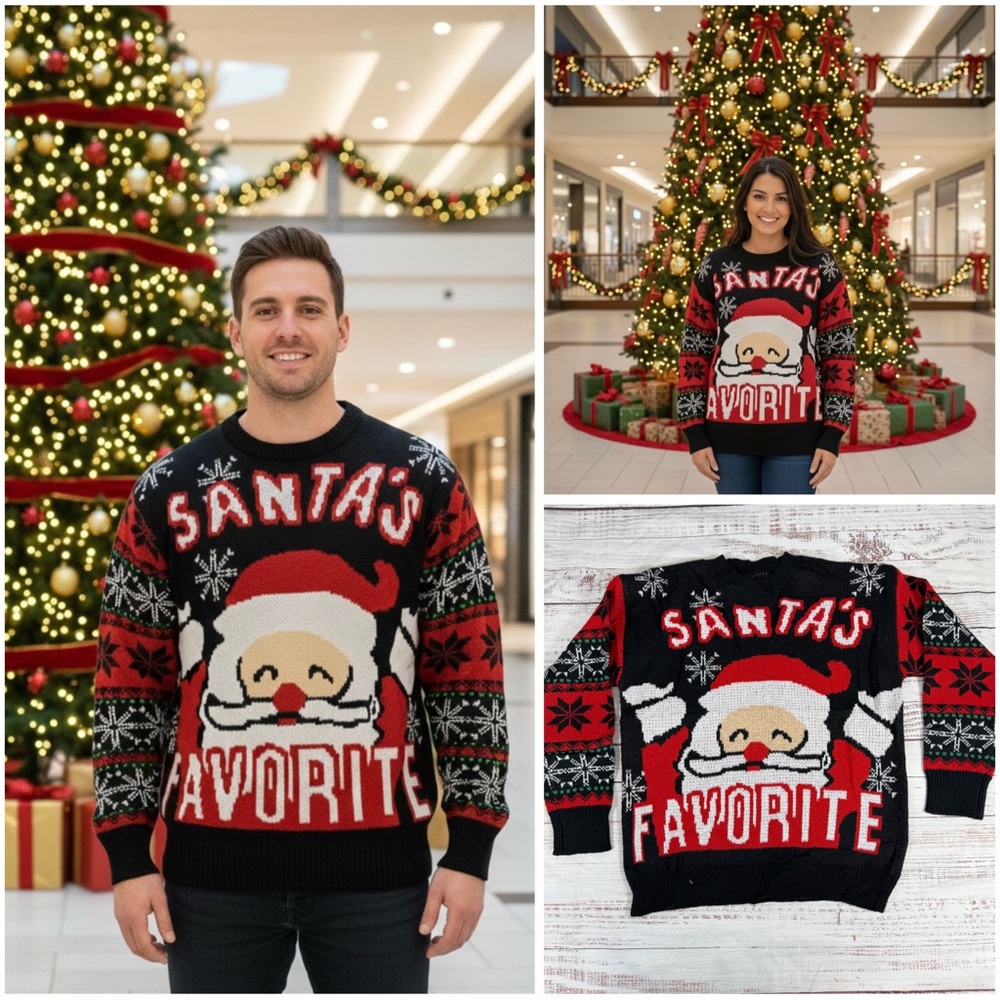 Santa’s Favorite Ugly Christmas Sweater One Size Unisex
